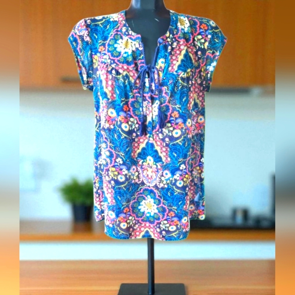 DR2 Oversized Floral Multi Colour Boho Semi-Sheer Blouse